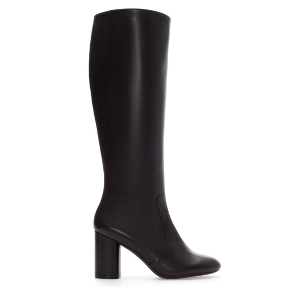 Zara Shoes - Zara Black Leather Knee High Heeled Boots 10